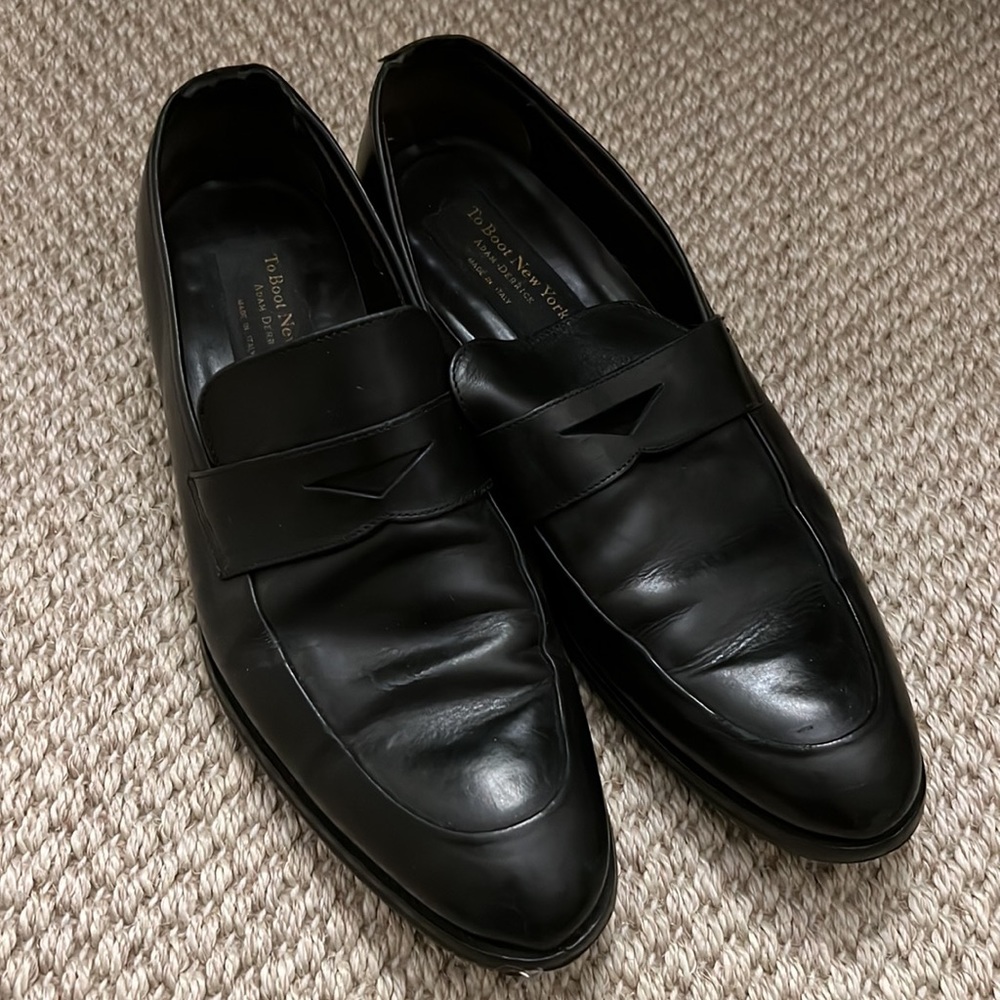 To Boot New York black loafers. Rubber soles with taps added.